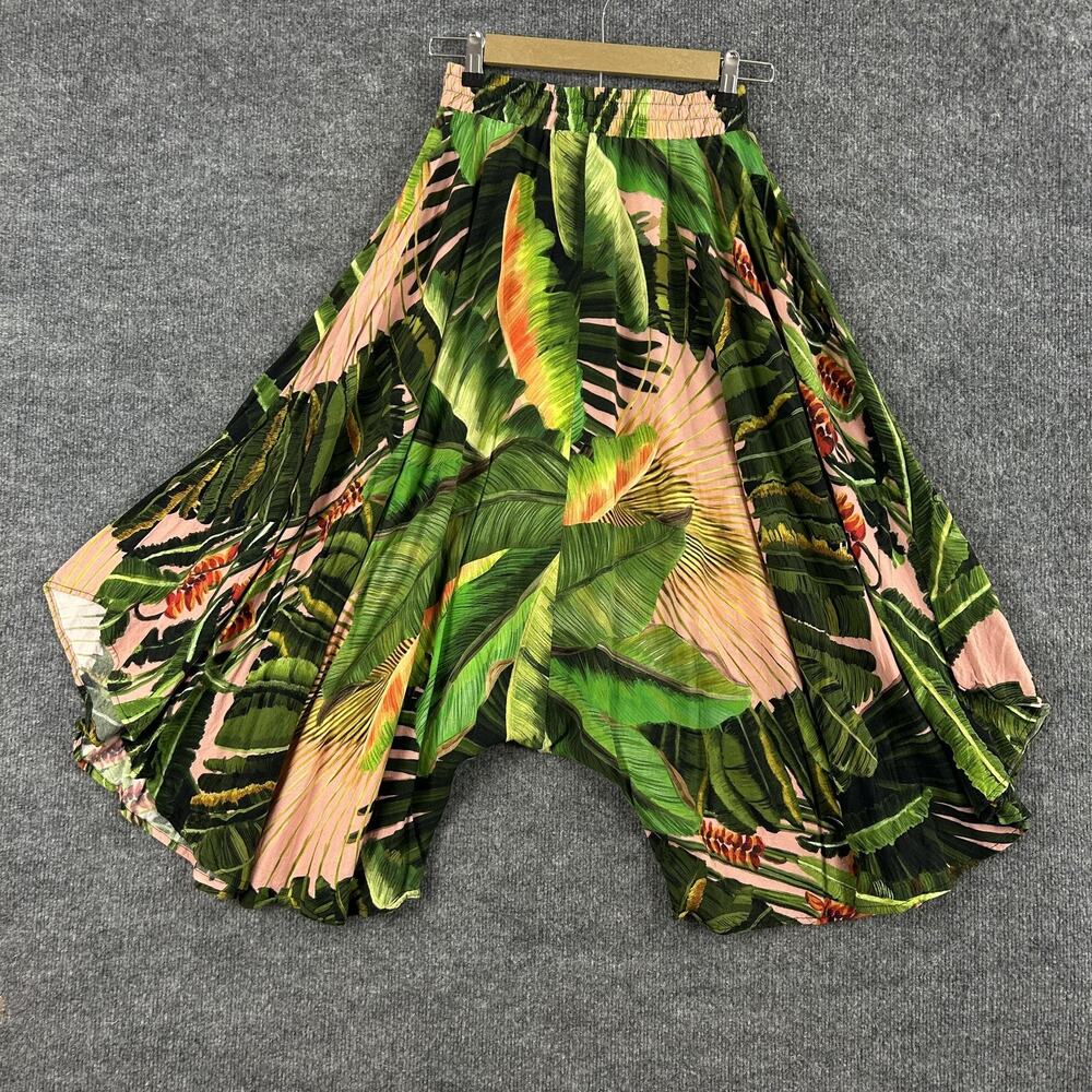 Farm Rio Pants Small Tropical Leaf Harem Relaxed Green Travel Boho Summer Resort - Picture 4 of 11